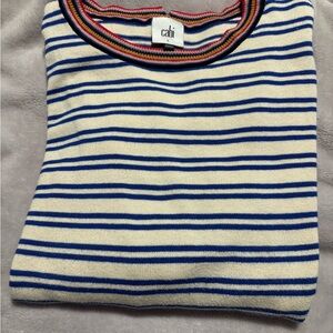 CAbi Cadet Women’s  Sweater with Blue and Cream Stripes